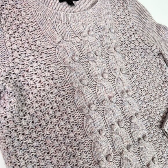 J. Crew Sweater Women's Medium Lilac Lambs Wool Hand Chunky Knit Rib Trim - Picture 2 of 10